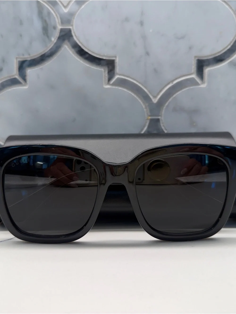 Gucci Black Women's Oversized Cat-Eye Sunglasses